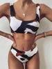 Cow Print High Waist Bikinis Swimwear Women Leg Bikini Set Swimsuits Spring Summer Female Swimming Suit Beachwear 210625