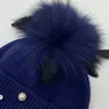 Kvinnors Hat Cap Höst och Vinter Hot Fashion Warm Diamond Shine Wool Rabbin Hair Rmaterial With True Fur Ball