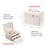 Luxury Jewelry Box Organizer Large PU Leather Drawer Jewellery Earring Ring Necklace Storage Case Girls Gift Casket 211014