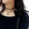 Chokers Gothic Sexy Black Lace Choker Women Double Layers Velvet Rope Punk Style Golden Rivets Link Chain Pendant Necklace Party Jewelry