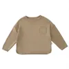 Lässige Kleidung für Kinder Frühling Neues Baby Feste Farbe Langarm T-Shirt Kinder Baumwolle Tops Jungen T-shirt Mädchen T-Shirt 210413