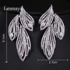 Emmaya – boucles d'oreilles longues en cristal de zircone cubique, élégantes en forme de feuille, bijoux de mariage de luxe pour les mariées, cadeau de fête 220211