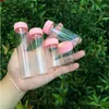 15ml 25ml 40ml 50ml 60ml Glass Bottles Plastic Cap Pink Screw Transparent Vials Jars 50pcshigh qty