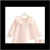 Clothing Baby Maternity Drop Delivery 2021 Little Girl Shirts Spring Fashion Ruffle Neck Baby Girls Blouses Cute Long Sleeve Korean Tops Kids