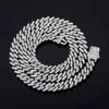 TOPGRILLZ 8mm Miami Cuban Chain White Gold Necklace With New Spring Clasp Full Iced Out Cubic Zirconia Hip Hop Rapper Jewelry X0509