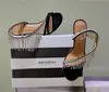 aquazzura Sandals Crystal Luxury high-quality Wild Fringe Brand Womens Buckle Strap High Heel 9.5CM Cow Leather Walk Suede Goatskin Shoes Size 34-41