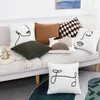 Cushion/Decorative Pillow Thickened Towel Fabric Diamond Plush Cushion Cover Cotton Canvas Flocked White Line Drawing Sofa Decor Pillowcase