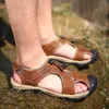 Sandalet Ayakkabı Elbise Adam Erkek Geta Yürüyüş Erkek Plaj Kauçuk Cuero Big Sandles Toe Nefes De Sandales Hakiki Deri S
