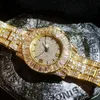 Lien, chaîne glacée bracelet cubain montre pour femmes hommes montres en or de luxe Hip Hop Bling hommes bijoux ensemble Pulseras Mujer