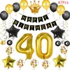 30 40 50th nero dorato a tema festa di compleanno fondali palloncino festa di anniversario per adulti numero ballons banner 40 anni arredamento Y0730