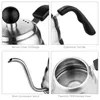 TOP Quality Stainless Steel Pour Over Coffee and Kettle, Drip Kettle pot coffee maker Accessories for Battery Stoves