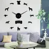 벽시계 그레이하운드 입양 Whippet Art DIY 거대한 시계 홈 장식 개 동물 독점 시계