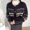 H.Sa Kobiety Casual Cardiganss Z Długim Rękawem Miękkie Ciepłe Panie Dzianiny Jumper Topy Argyle Vintage Sweter Cardigan Kobieta 210417