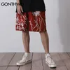 GONTHWID Harajuku Graffiti Stampa Pantaloncini Hip Hop Casual Baggy Tasche Pantaloni Corti Streetwear Uomo Estate Pantaloni Moda 210714