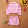 Çocuk Giyim Setleri Kızlar Yapay Deri Kıyafetler Çocuk Fermuar Tops + PU Etekler 2 adet / takım Yaz İlkbahar Sonbahar Moda Butik Bebek Giysileri