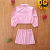 Conjuntos de ropa para niños Trajes de cuero artificial para niñas Tops con cremallera para niños + faldas de PU 2 unids / set verano Primavera Otoño moda Boutique ropa para bebés