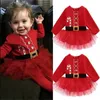 2021 Boże Narodzenie Baby Girls Sukienka Koronki Z Długim Rękawem Jesień Zima Noworodka Dresses Dresses Moda Czerwony Casual Okrągłe Odzież Odzież Gifts G111W7AC