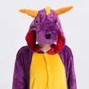 Kigurumi Adulto Pigiama Animale Unicorno Arcobaleno Donna Uomo Dinosauro Inverno Pigiama Tuta Drago Onesies Sleepwear Set di flanella 210908