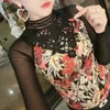 Autumn Winter Long Sleeve Bottom Blouse Women Lace Stitching Sexy Shirts Slim Hollow Leopard Ladies Tops 6745 50 210510