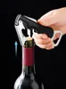 4 In 1 Multi Function Black Bottle Opener Non Slip Handle Wine Beer Knife Pulltap Double Hinged Corkscrew Openers