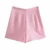 Women Summer Casual Solid Shorts Skirts ZA Side Zipper Pockets Female Elegant Fashion Sweet Clothing 210513