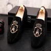 Nieuwe gouden kristal handgemaakte mannen schoenen Loafers mode lederen slippers heren feest en trouwjurk schoenheren flats