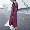 Trench feminina Coats Moda feminina X Long Coat Women Spring Autumn Chamouis Suede Windbreaker Belt Belra Purple Double Belt Slim Casual