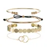 4 pièces/ensemble mode femmes cercle géométrique Bracelets chaîne manchette ouvert bracelet chaîne G1026