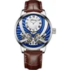 Armbanduhren Herren Mechanische Uhr Automatik Edelstahl Blaues Zifferblatt Doppeltourbillon Sport Wasserdicht Leuchtend AILANG 8326p