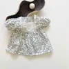 Yaz yeni yürümeye başlayan bebek kız moda çiçek baskılı desen bodysuit çocuk kızlar pamuk kısa kollu prenses bodysuits 210413