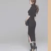 女性のタートルネックセータードレス韓国風バッグ股関節ボディコンドレスタイトボトムリングニットカジュアル210529
