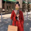 여성 양모 혼합 패션 솔리드 컬러 롱 코트 자켓 벨트 모직 외투 스플릿 밑단 카디건 겉옷 한국 여성 가을 겨울 Loos