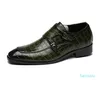 Hommes d'affaires robe bureau chaussures Crocodile Grain cuir chaussures hommes boucle décontracté mariage fête chaussures hommes appartements