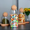 Kitchen Food Spice Jar Glass Sealed Storage Bottles Sealed Cans With Cover Candy Storage Banks Transparent Food Grains Container 210330