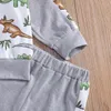 6M-4Y Cartoon Dinosaur Toddler Kid Boys Clothes Set Long Sleeve Tops Pants Casual Autumn Outfits Costumes 210515