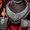 Örhängen Halsband Smycken Satser Godki Luxury Set FL Cubic Zircon Crystal CZ Dubai Bridal Bröllopsklänning Aessarie Drop Delivery 2021 Jol3z