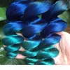 New Arrive Ombre Loose Wave Hair Extensions 3Pcs Lot Three Tone 1B Blue Green Ombre Brazilian Wavy Human Hair Weave Bundles62697992111283