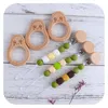 Novo 2 PCS / Set Abacate Bebê De Madeira Dos Desenhos Animados Dos Desenhos Animados Natural Teether Silicone Bebê Chupeta Clipes Cadeia Infantil Nipple Clip Bebê Brinquedos 193 B3