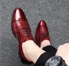 Men Genuine Wingtip Leather Platform Oxford Shoes Pointed Toe Lace-Up Oxfords Dress Brogues Wedding Shoe
