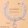 Anklets Rhinestone Rapper Cuban Link Initials Letter For Women Men Wholesale Pendant Chunky Name Baguette Anklet Ankle Bracelet