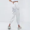 Zomer vrouwen joggers hoge taille cargo chain broek casual losse massief witte straal voeten Koreaanse stijl zakken safari broek 210517