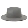 Brede Rand Hoeden 2021 Groothandel Fedora Hoed Jazz Cowboy Vintage Voor Vrouwen Mannen Patchwork Cap Grijs Rood Party Outdoor