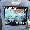 Plus Size Where Is My Mind Korea Kpop Frayed Letter Patch Bomber Jeans Jacket Women Ripped Denim Coat Female Streetwear Harajuku 211014