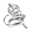 Male Stainless Steel Chastity Cage with Urethral Catheter Cock Lock BDSM Control Locking Sex Toys for Men