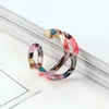Bague ronde géométrique colorée en acrylique pour femmes, couleur bonbon, ouverture irrégulière, bijoux de doigt de fête, mode été 2021