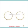 Hoop Jewelryhoop Hie Moda Pendientes grandes y pequeños redondos con diamantes de imitación Simple Gold Sier Color Circle Loop para mujer Joyería Drop Delivery