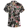 Loldeal Men's Printed Slim Fit Casual Shirt Beach Shirts Cotton Floral Camisa Masculina Plus Size 7XL