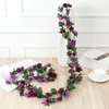 장식 꽃 화환 2.5m 45 머리 인공 로즈 포도 나무 벽에 매달려 DIY 장식 축제 파티 공급 C