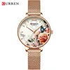 Dames fleur montres femmes Bracelet en acier inoxydable montre-Bracelet femmes mode horloge à Quartz montres décontractées