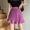 Ezgaga Preppy Style High Waist Kjolar Kvinnor Vintage A-Line Elegant Koreansk Fashion Solid All-Match Ladies Pläterad Kjolar Casaul 210430